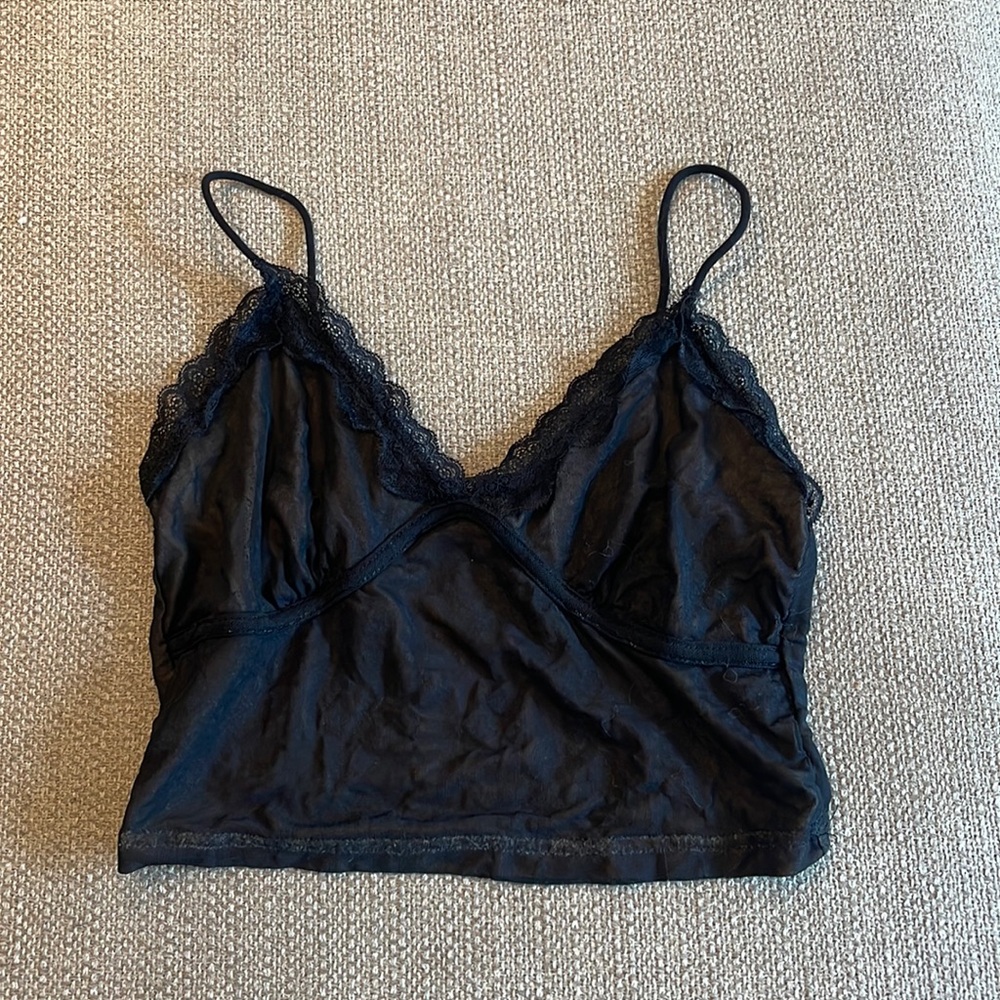 Black lace detail tank top
